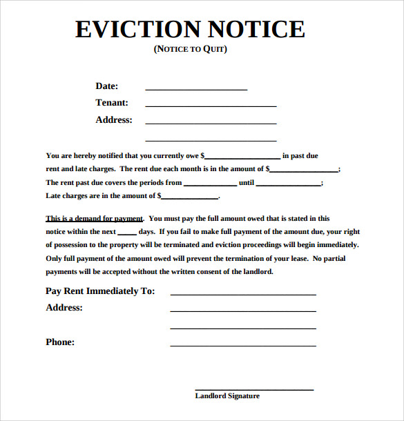 Blank Eviction Notice Form | Free Word Templates tenant eviction Blank Eviction Notice Form | Free Word Templates tenant eviction