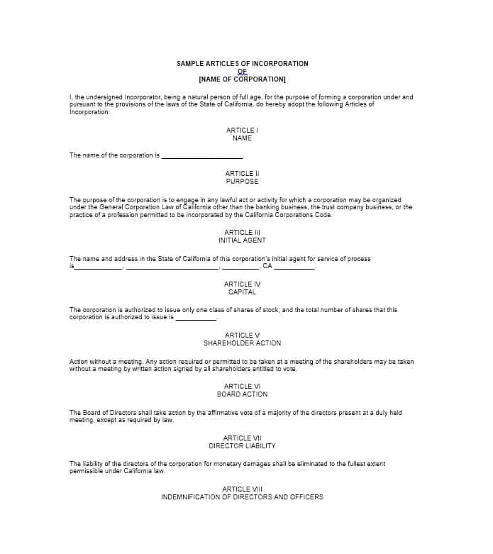 Articles of Incorporation Worksheet Articles of Incorporation Articles of Incorporation Worksheet Articles of Incorporation