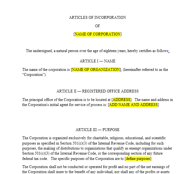 Nonprofit Articles of Incorporation | Harbor Compliance Nonprofit Articles of Incorporation | Harbor Compliance