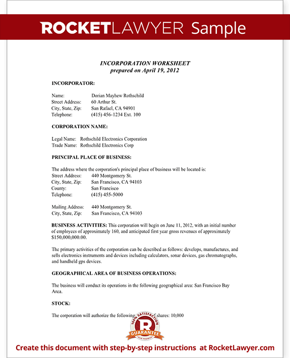 Articles of Incorporation for California (With Sample) Articles of Incorporation for California (With Sample)