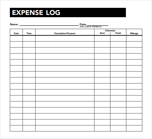 business expense log template business expense log template