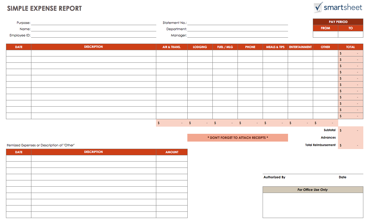 Free Expense Report Form Template For Excel Free Expense Report Form Template For Excel