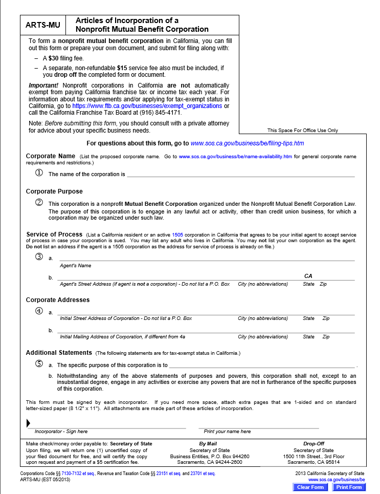 Free California Articles of Incorporation of a Nonprofit Mutual Free California Articles of Incorporation of a Nonprofit Mutual