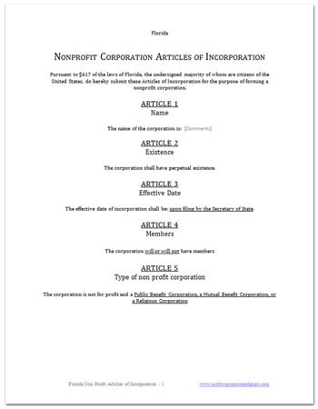 Articles of Incorporation – Free Sample Template Form Articles of Incorporation – Free Sample Template Form