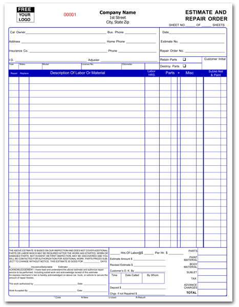 Free Body Shop Estimate Template | Chakrii Free Body Shop Estimate Template | Chakrii