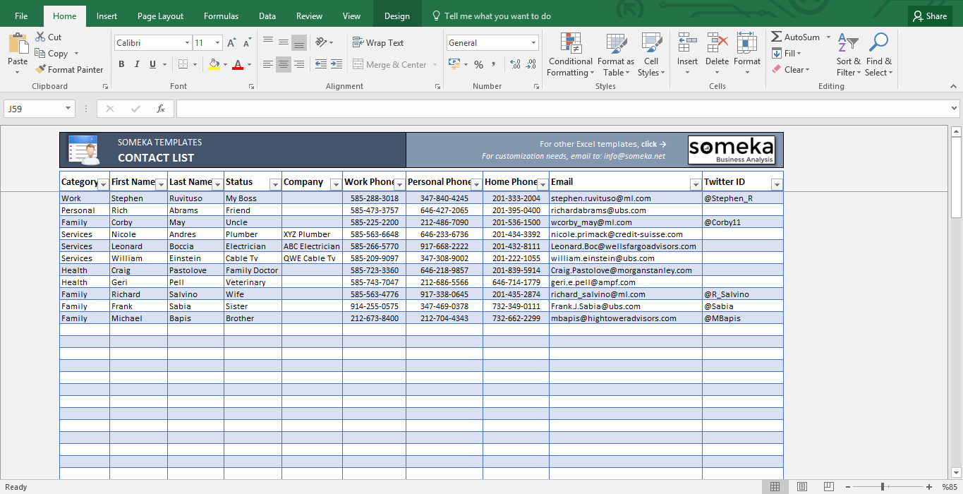 Contact List Template in Excel | FREE to Download & Easy to Print Contact List Template in Excel | FREE to Download & Easy to Print