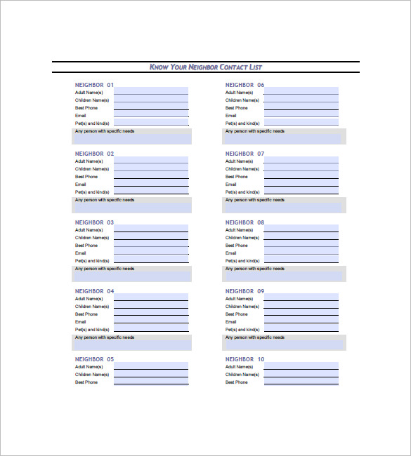 Contact List Template 10+ Free Word, Excel, PDF Format | Free Contact List Template 10+ Free Word, Excel, PDF Format | Free
