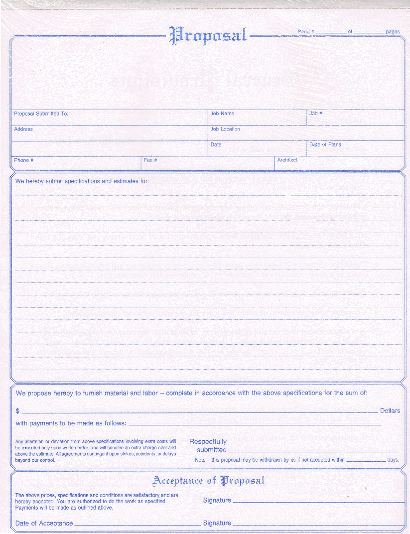 Printable Blank Bid Proposal Forms | Construction Proposal Bid Printable Blank Bid Proposal Forms | Construction Proposal Bid
