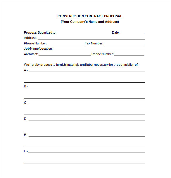 contractor proposal template word construction proposal templates contractor proposal template word construction proposal templates