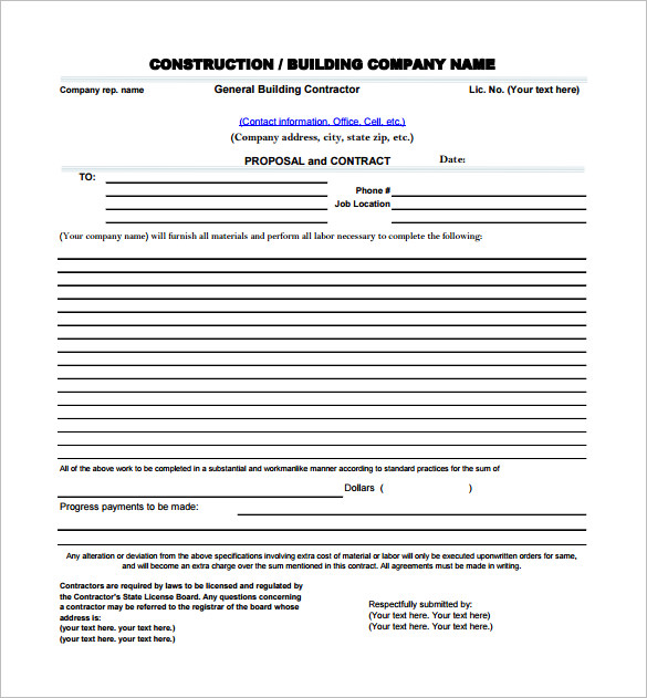 proposal for contract work template construction proposal proposal for contract work template construction proposal