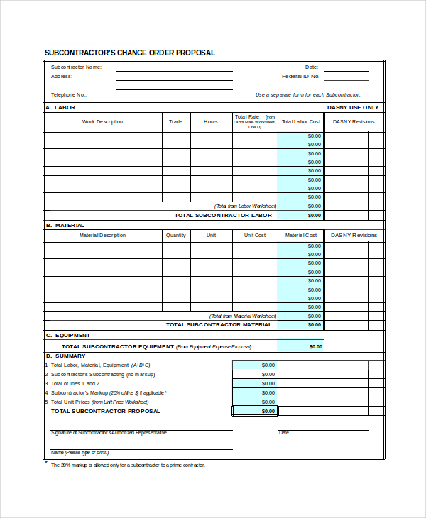 Free Print Contractor Proposal Forms | the free printable Free Print Contractor Proposal Forms | the free printable