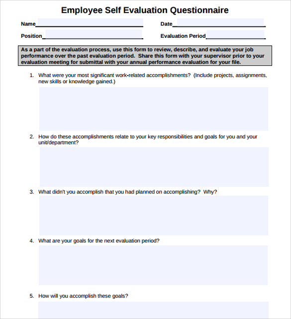 16+ Sample Employee Self Evaluation Form – PDF, Word, Pages 16+ Sample Employee Self Evaluation Form – PDF, Word, Pages