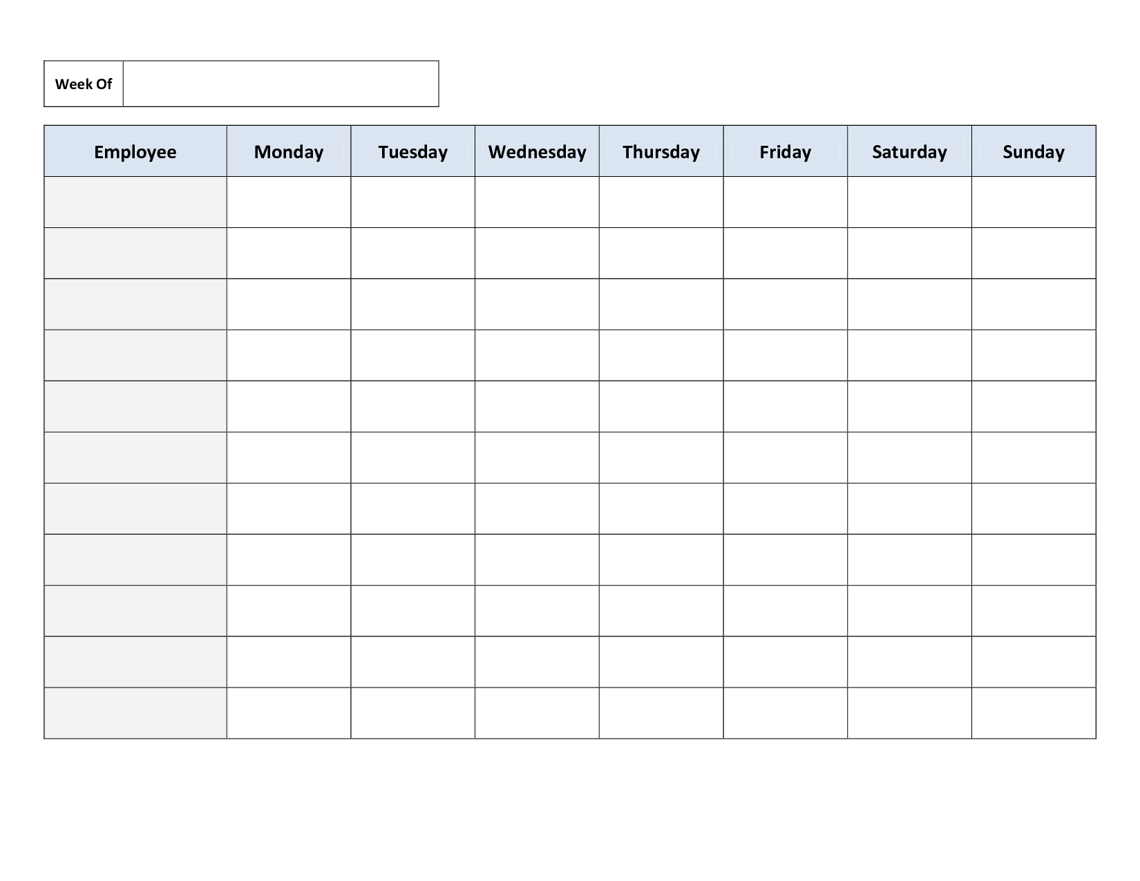 Free Printable Work Schedules | Weekly Employee Work Schedule Free Printable Work Schedules | Weekly Employee Work Schedule
