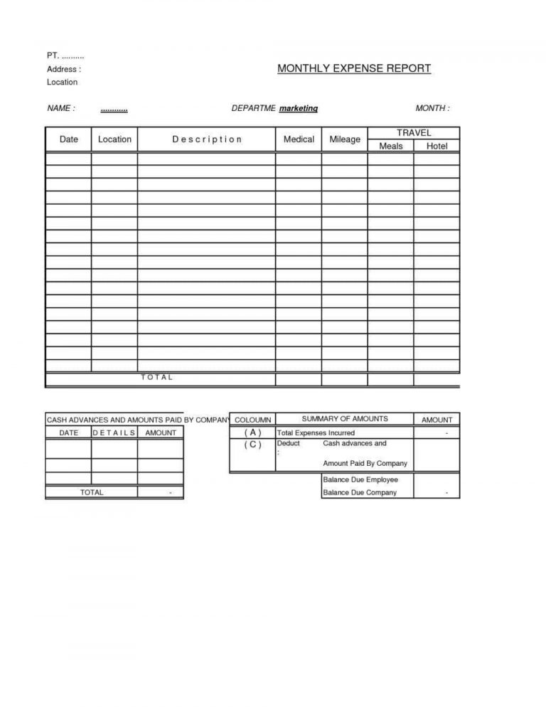 Free Expense Report Form Pdf | Liputan TV