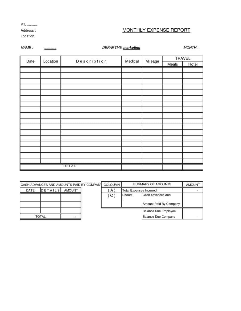 Free Expense Report Form Pdf And Pitt Travel And Business Expense Free Expense Report Form Pdf And Pitt Travel And Business Expense