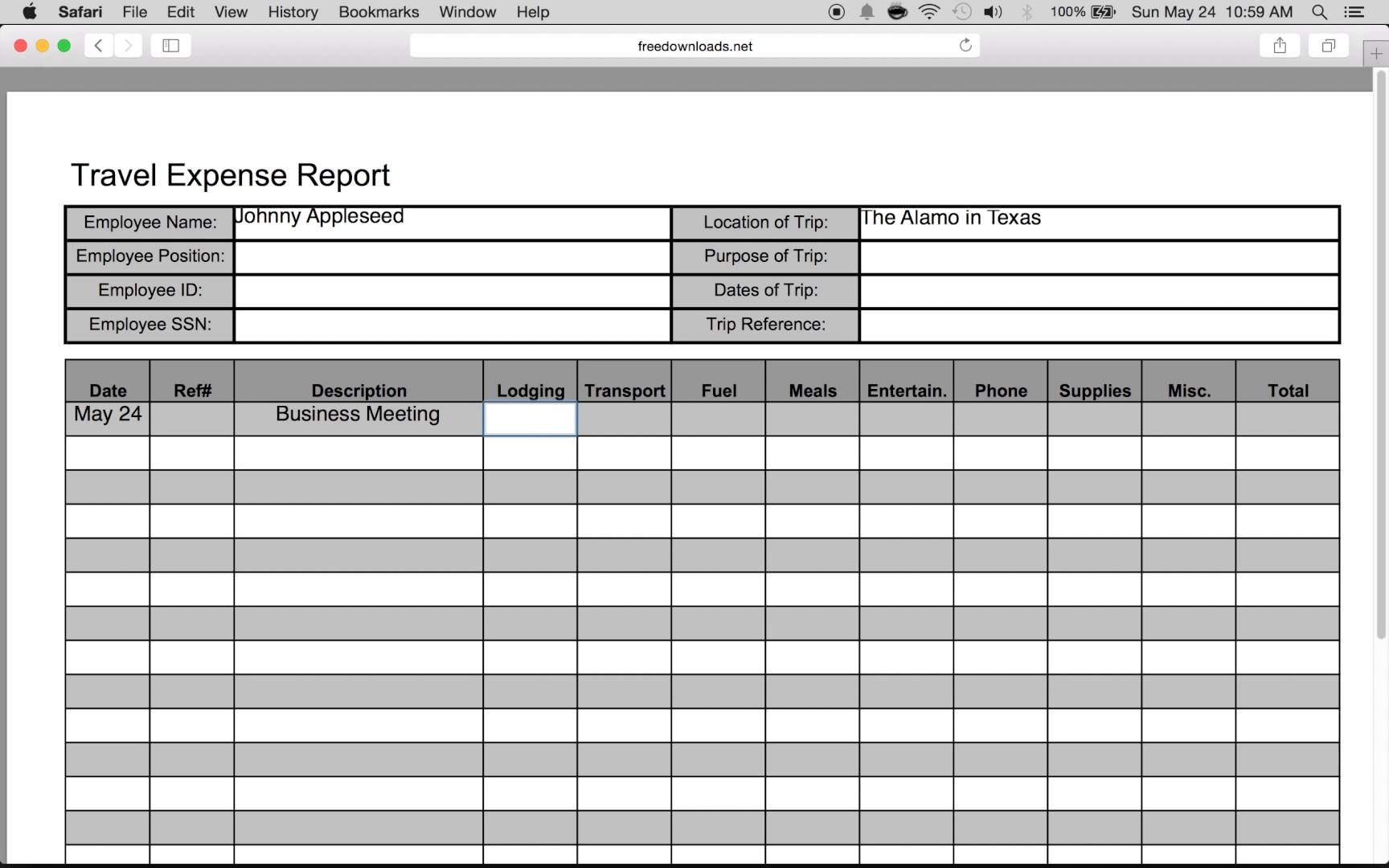 Free Simple Expense Report from Formville Free Simple Expense Report from Formville