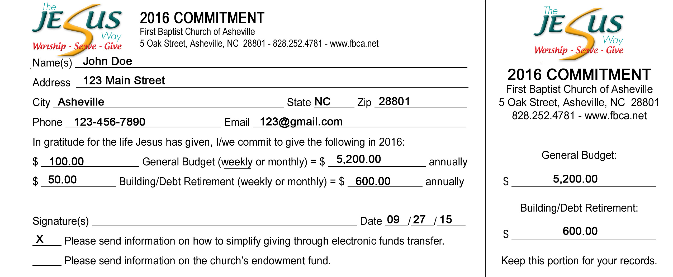 church pledge cards template   April.onthemarch.co