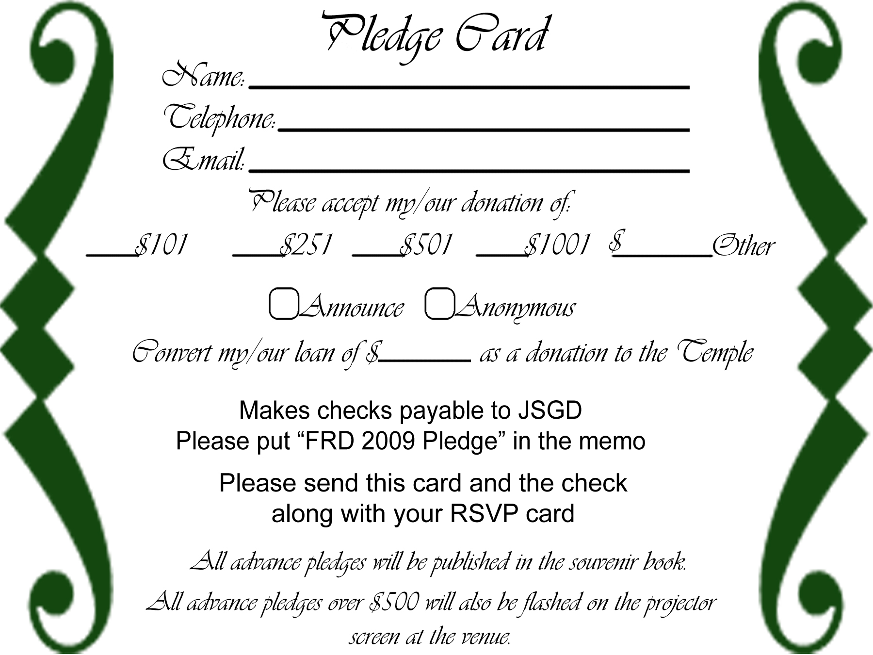 Free Pledge Card Template (2) – Best Templates Ideas