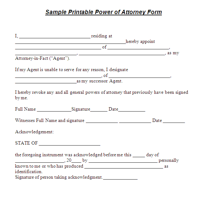 Best Photos of Sample Power Of Attorney Forms Free Printable Best Photos of Sample Power Of Attorney Forms Free Printable