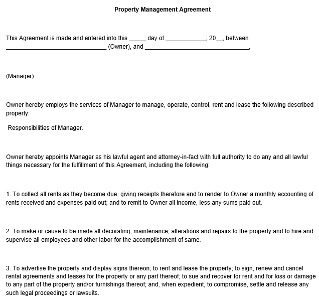 Property Management Agreement Free Download Property Management Agreement Free Download