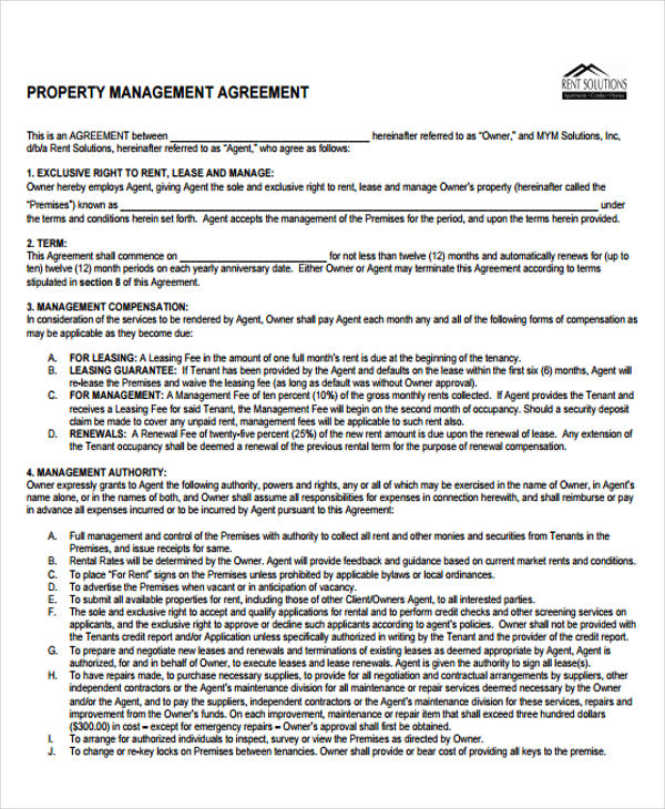free property management forms templates management agreement free property management forms templates management agreement