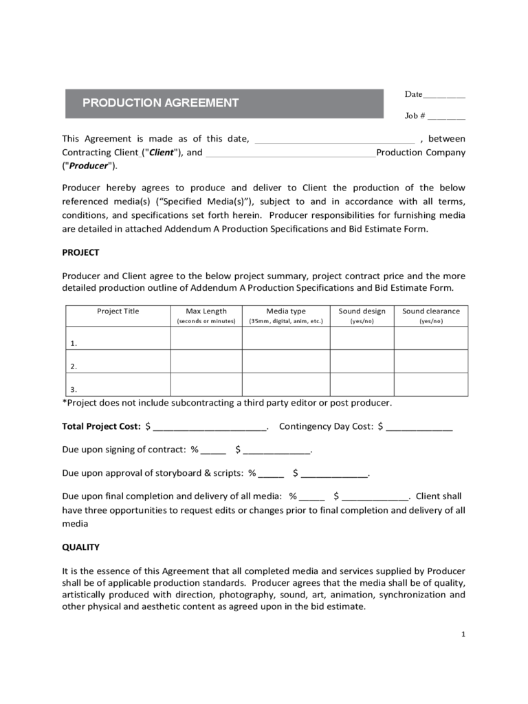 Video Production Contract 6 Free Templates in PDF, Word, Excel Video Production Contract 6 Free Templates in PDF, Word, Excel