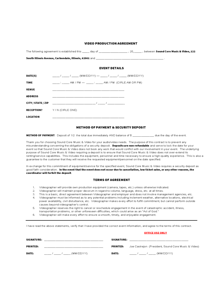 Video Production Contract 6 Free Templates in PDF, Word, Excel Video Production Contract 6 Free Templates in PDF, Word, Excel