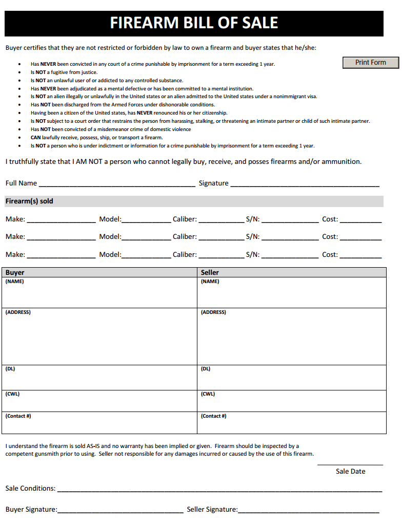 firearm bill of sale template 02 Creative Drill Sergeants firearm bill of sale template 02 Creative Drill Sergeants