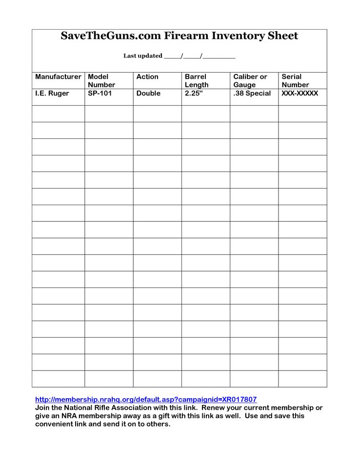 Printable Gun Inventory Form | firearm inventory sheet by Printable Gun Inventory Form | firearm inventory sheet by