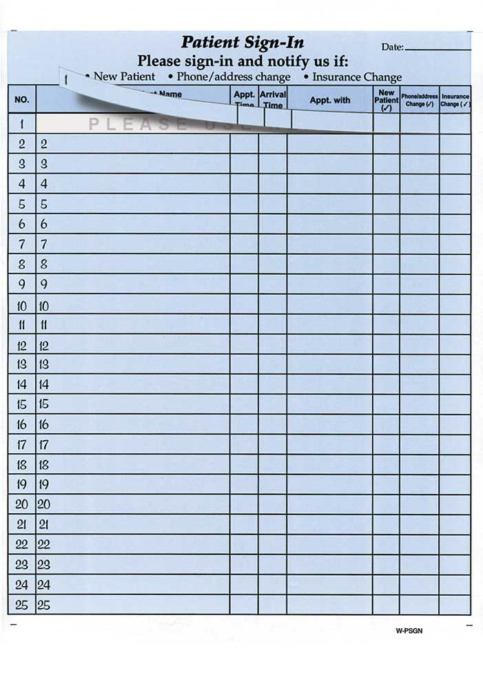 HIPAA Patient Sign in Sheets Health Forms & Systems, Inc. HIPAA Patient Sign in Sheets Health Forms & Systems, Inc.