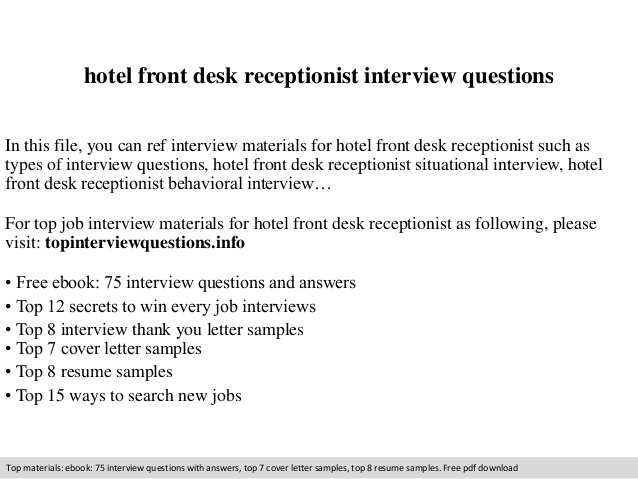 Hotel receptionist job description front desk interview questions Hotel receptionist job description front desk interview questions