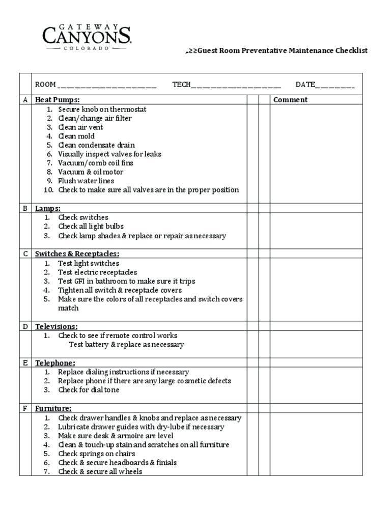 daily checklist for hotel maintenance Kleo.beachfix.co daily checklist for hotel maintenance Kleo.beachfix.co