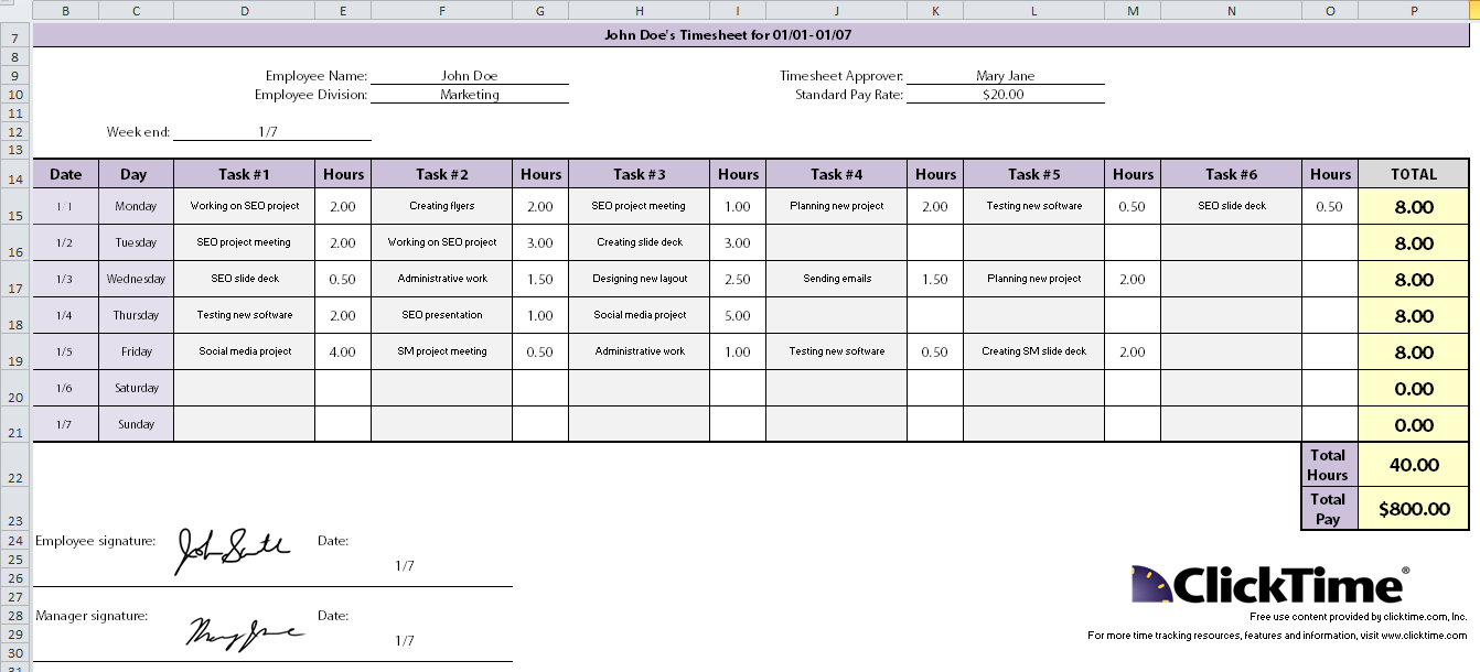 Time Tracking Template for Excel Time Tracking Template for Excel