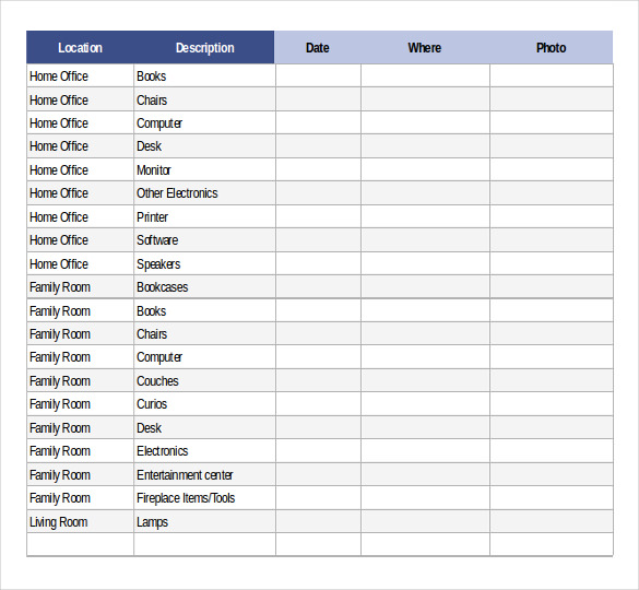 home inventory checklist template Kleo.beachfix.co home inventory checklist template Kleo.beachfix.co