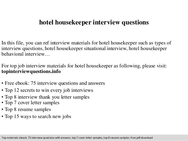 Housekeeper interview questions and answers YouTube Housekeeper interview questions and answers YouTube