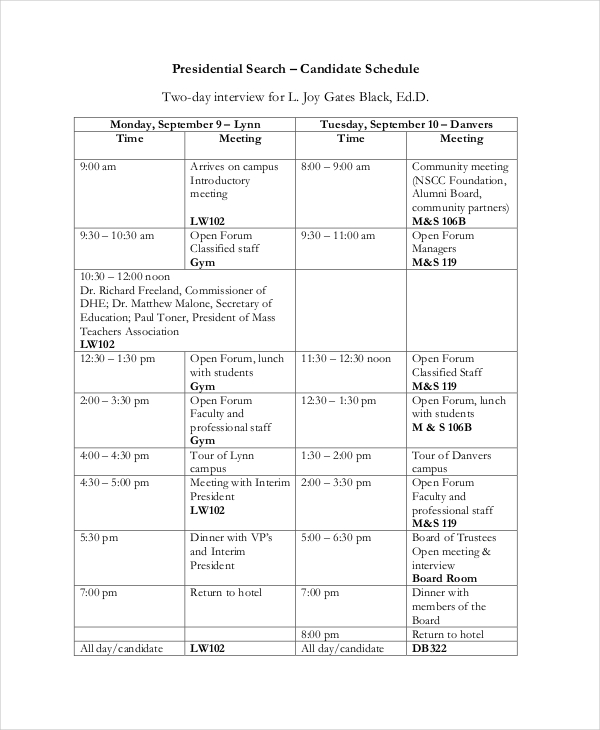 job interview schedule template   Boat.jeremyeaton.co
