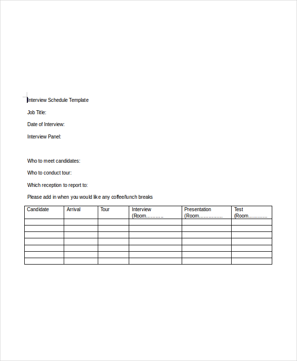 interview schedule template word   Boat.jeremyeaton.co