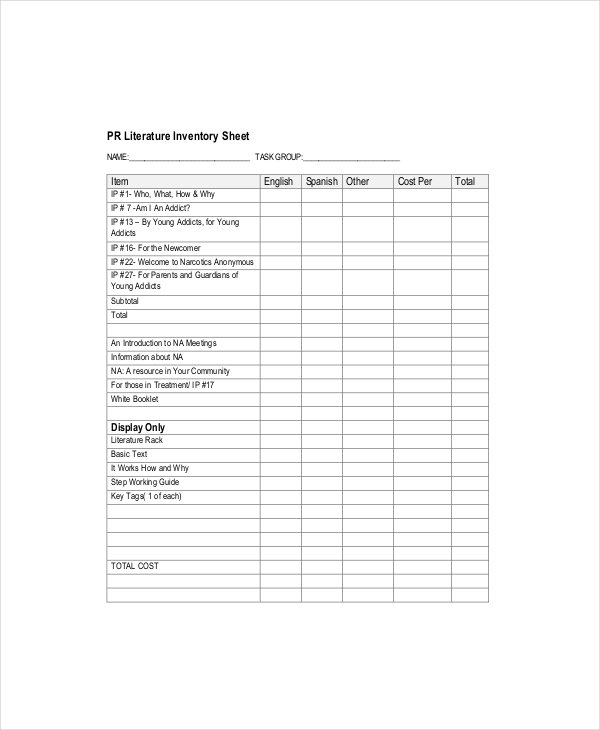 Inventory Count Sheet Template 8+ Free Word, PDF Documents Inventory Count Sheet Template 8+ Free Word, PDF Documents