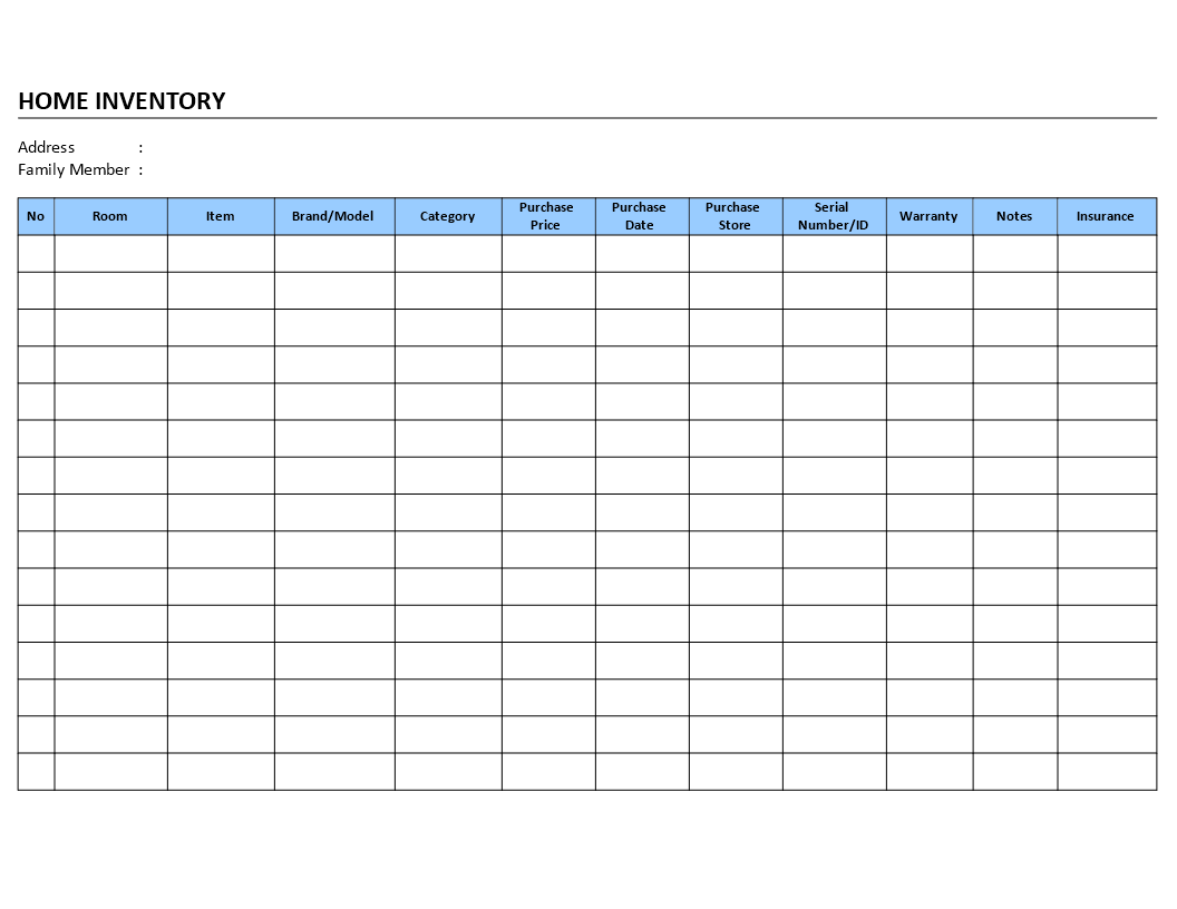 Equipment inventory list Equipment inventory list