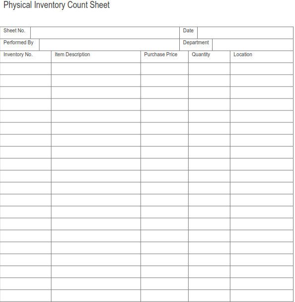 Printable PDF Physical Inventory Count Sheet | Printable Business Printable PDF Physical Inventory Count Sheet | Printable Business