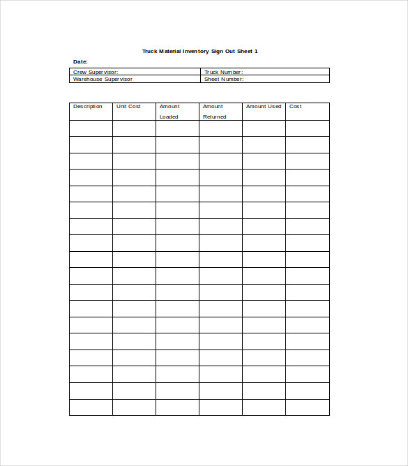 Equipment Sign Out Sheet | Tool Check Out Form Equipment Sign Out Sheet | Tool Check Out Form