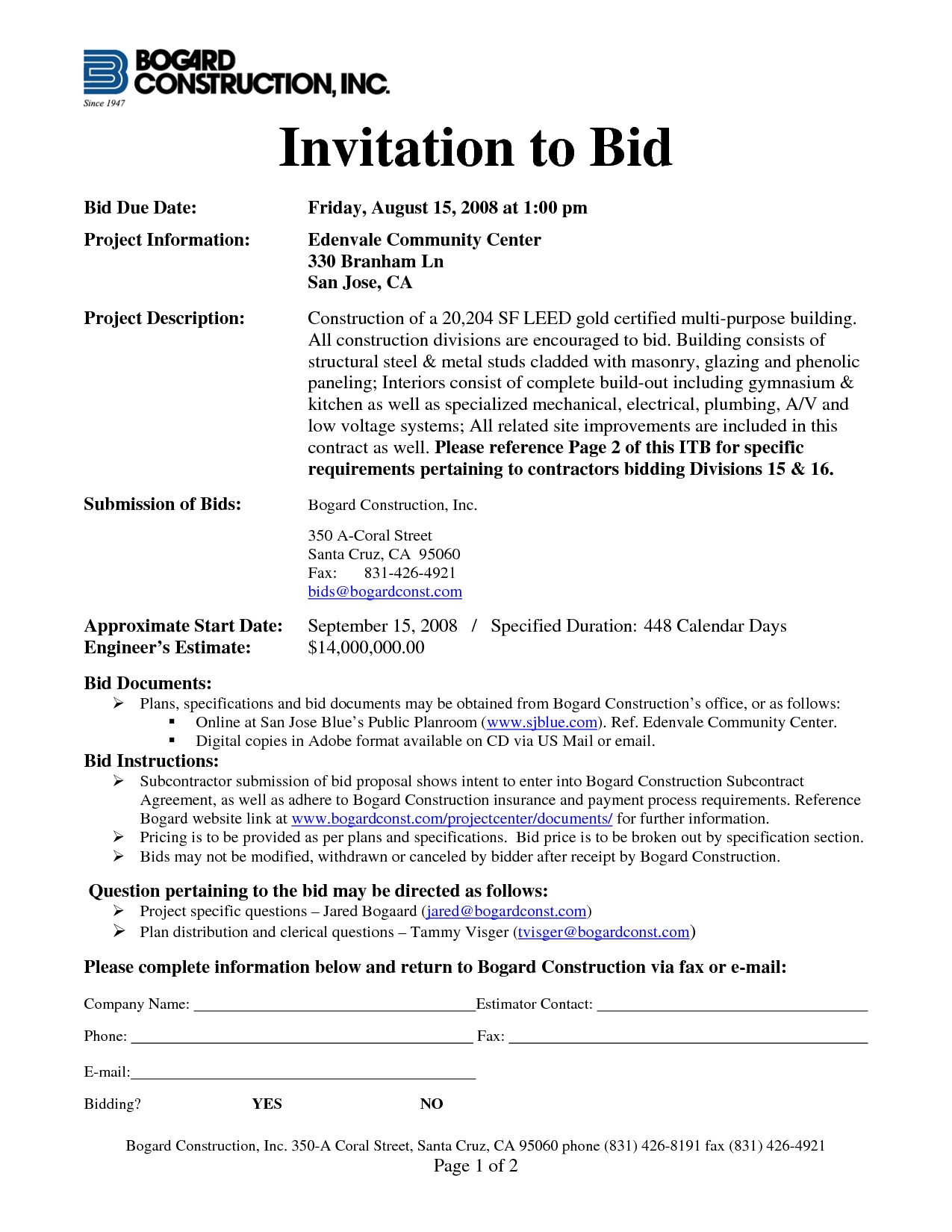 Invitation to bid Invitation to bid