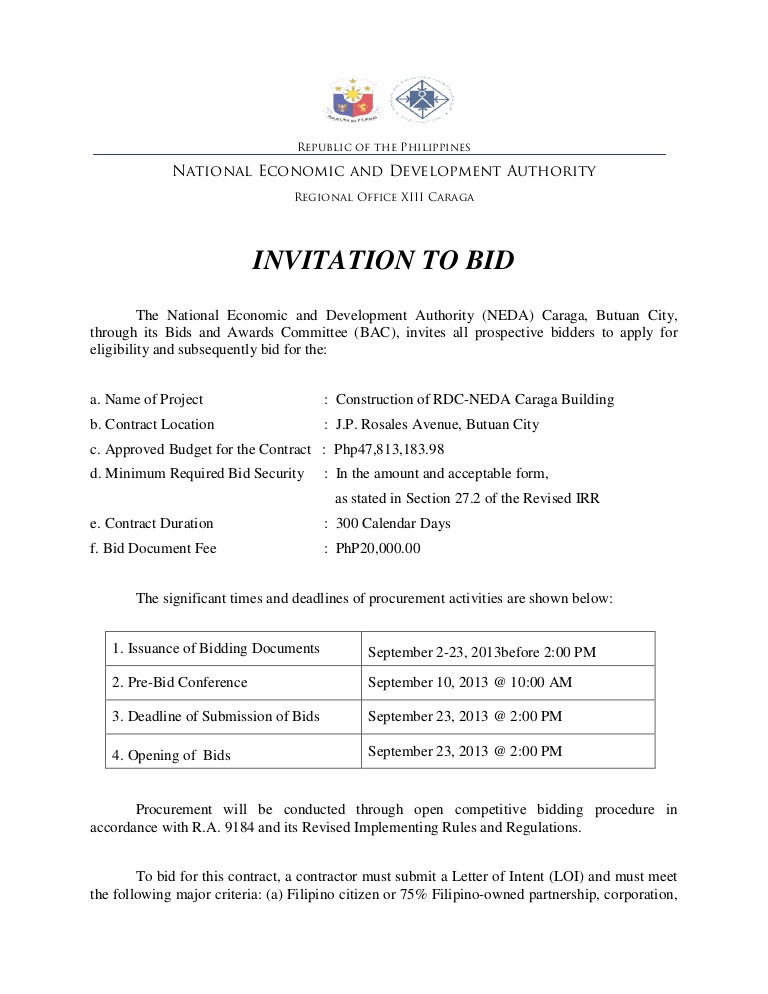 Invitation to Bid Letter Template (with Sample) Invitation to Bid Letter Template (with Sample)