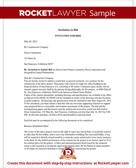 Invitation to Bid Letter Template (with Sample) Invitation to Bid Letter Template (with Sample)