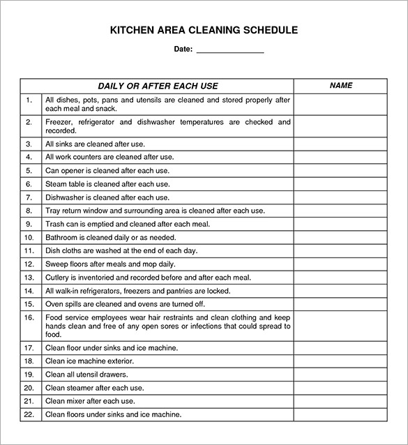 Kitchen Schedule Templates 15+ Free Word, Excel, PDF Format Kitchen Schedule Templates 15+ Free Word, Excel, PDF Format