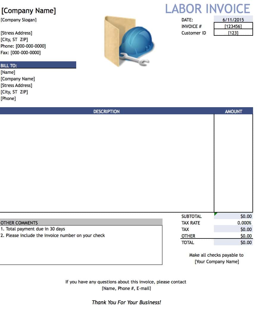 Free General Labor Invoice Template | Excel | PDF | Word (.doc) Free General Labor Invoice Template | Excel | PDF | Word (.doc)