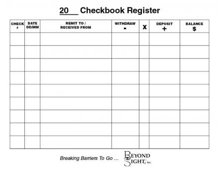 Large Check Register Template Large Check Register Template