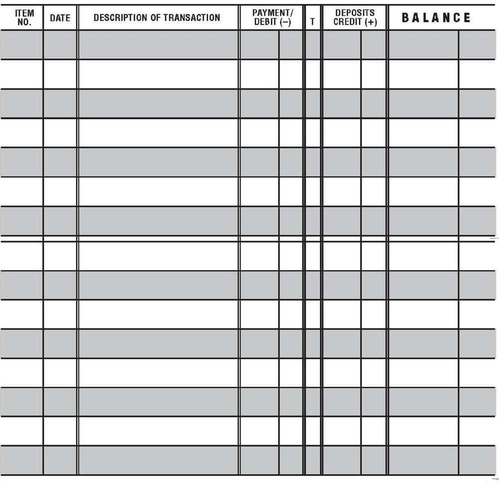 Printable Check Register with Large Lines Printable Check Register with Large Lines