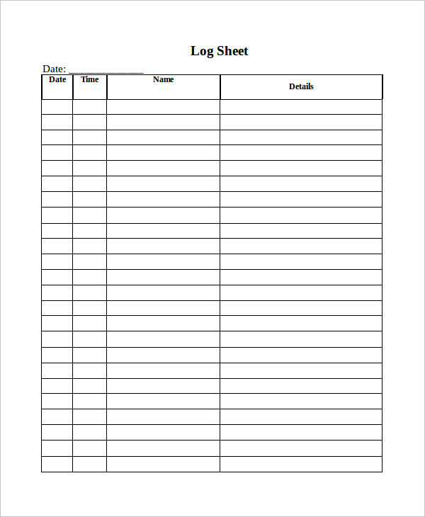 Log Sheet Template 18+ Free Word, Excel, PDF Documents Download Log Sheet Template 18+ Free Word, Excel, PDF Documents Download