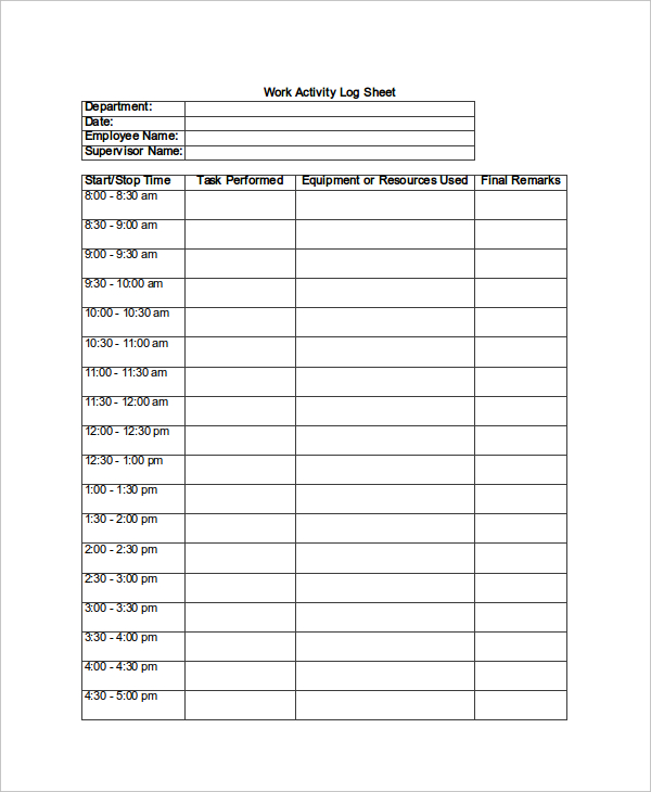 Log Sheet Template 18+ Free Word, Excel, PDF Documents Download Log Sheet Template 18+ Free Word, Excel, PDF Documents Download